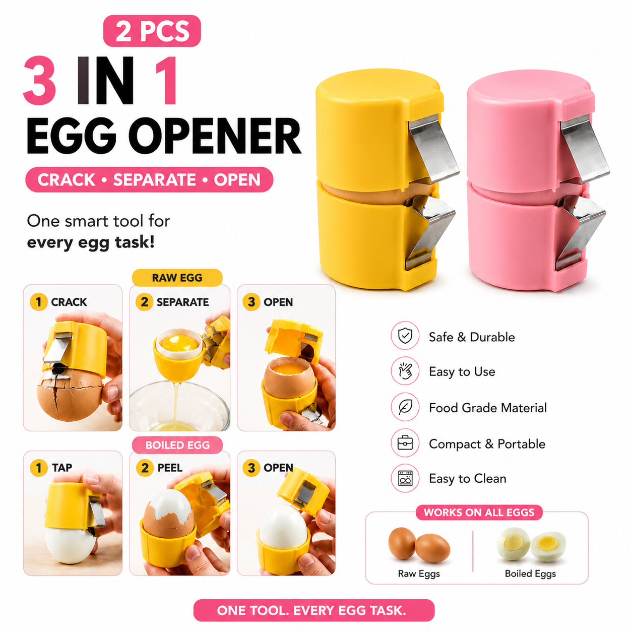 3-in-1 Egg Cracker Tool